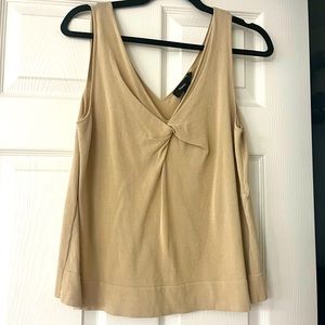NWT Theory Bristol Twist Front Tank Cotton Pale Sand Small
